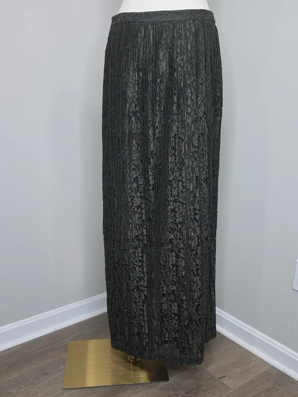 Banana Republic Lace Maxi Skirt 2 Tall Metallic Black